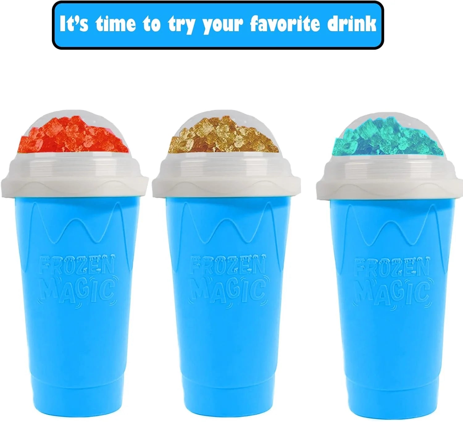 Slushy Cup 500Ml Slushie Maker Ice Cup Silica Cup Pinch Cup Summer Cooler Smoothies Cup Double Layer Squeeze Cup Slush Maker Cup Home DIY Smoothie Cup for Children and Adult