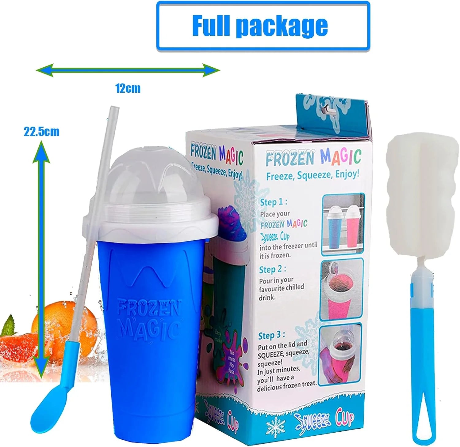 Slushy Cup 500Ml Slushie Maker Ice Cup Silica Cup Pinch Cup Summer Cooler Smoothies Cup Double Layer Squeeze Cup Slush Maker Cup Home DIY Smoothie Cup for Children and Adult