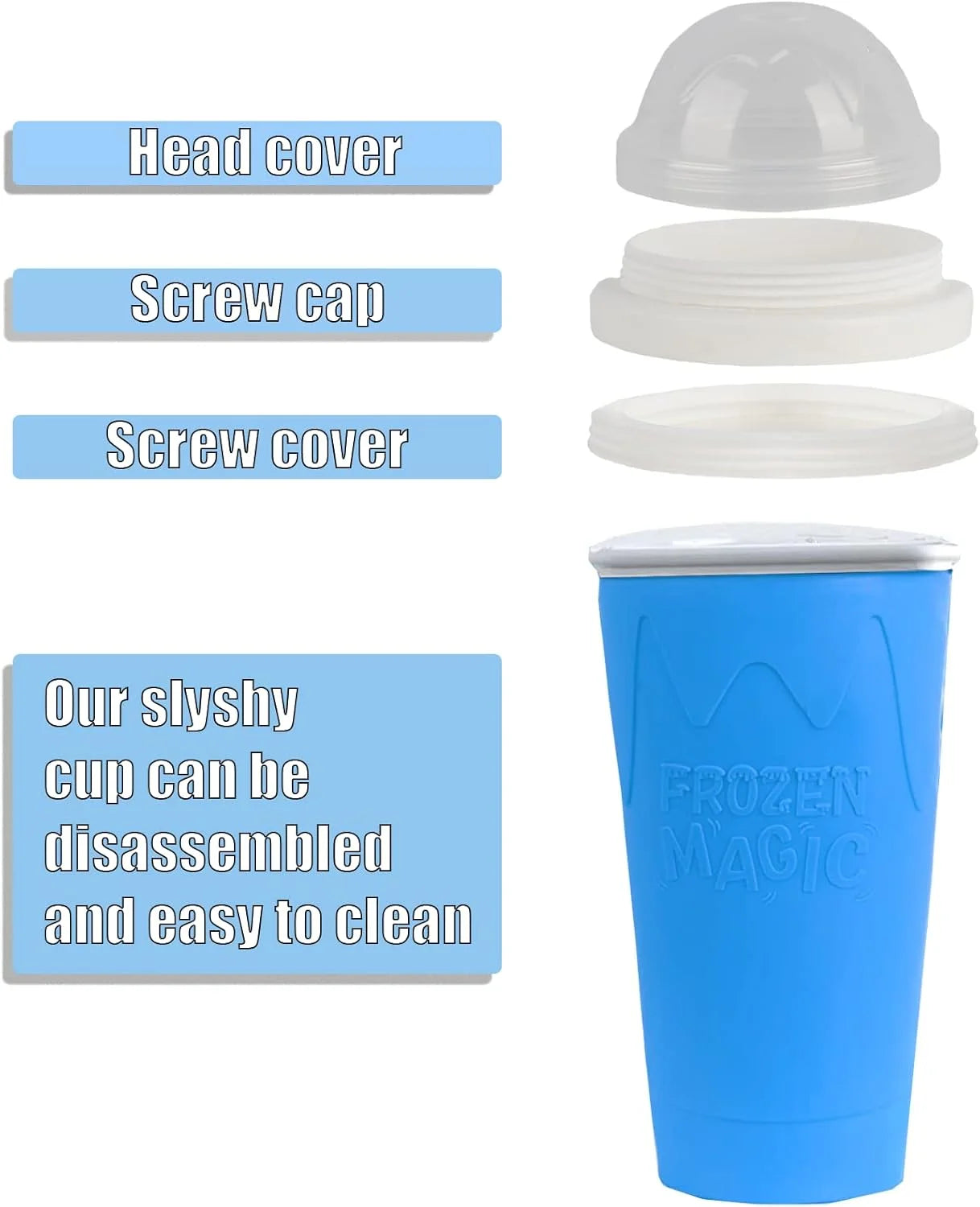 Slushy Cup 500Ml Slushie Maker Ice Cup Silica Cup Pinch Cup Summer Cooler Smoothies Cup Double Layer Squeeze Cup Slush Maker Cup Home DIY Smoothie Cup for Children and Adult